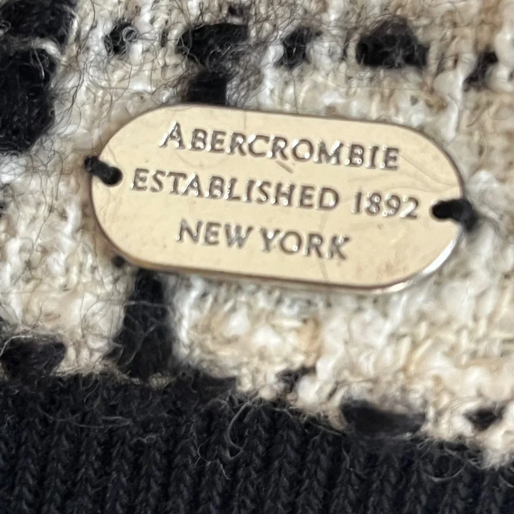 Abercrombie & Fitch Women Tweed Bomber Jacket Wool Blend Black Cream‎ Large L